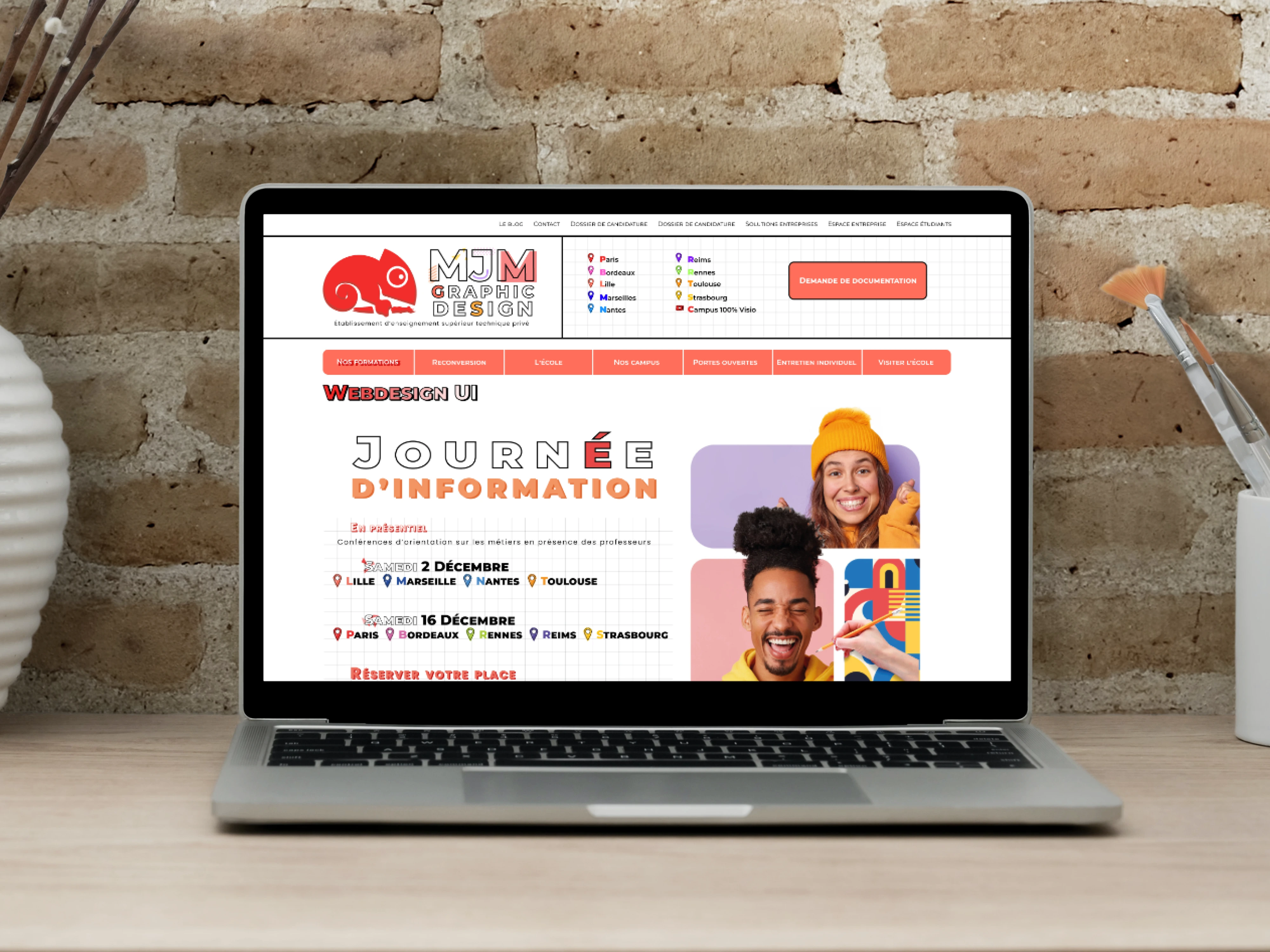 Mockup de la page Webdesign MJM en Memphis design