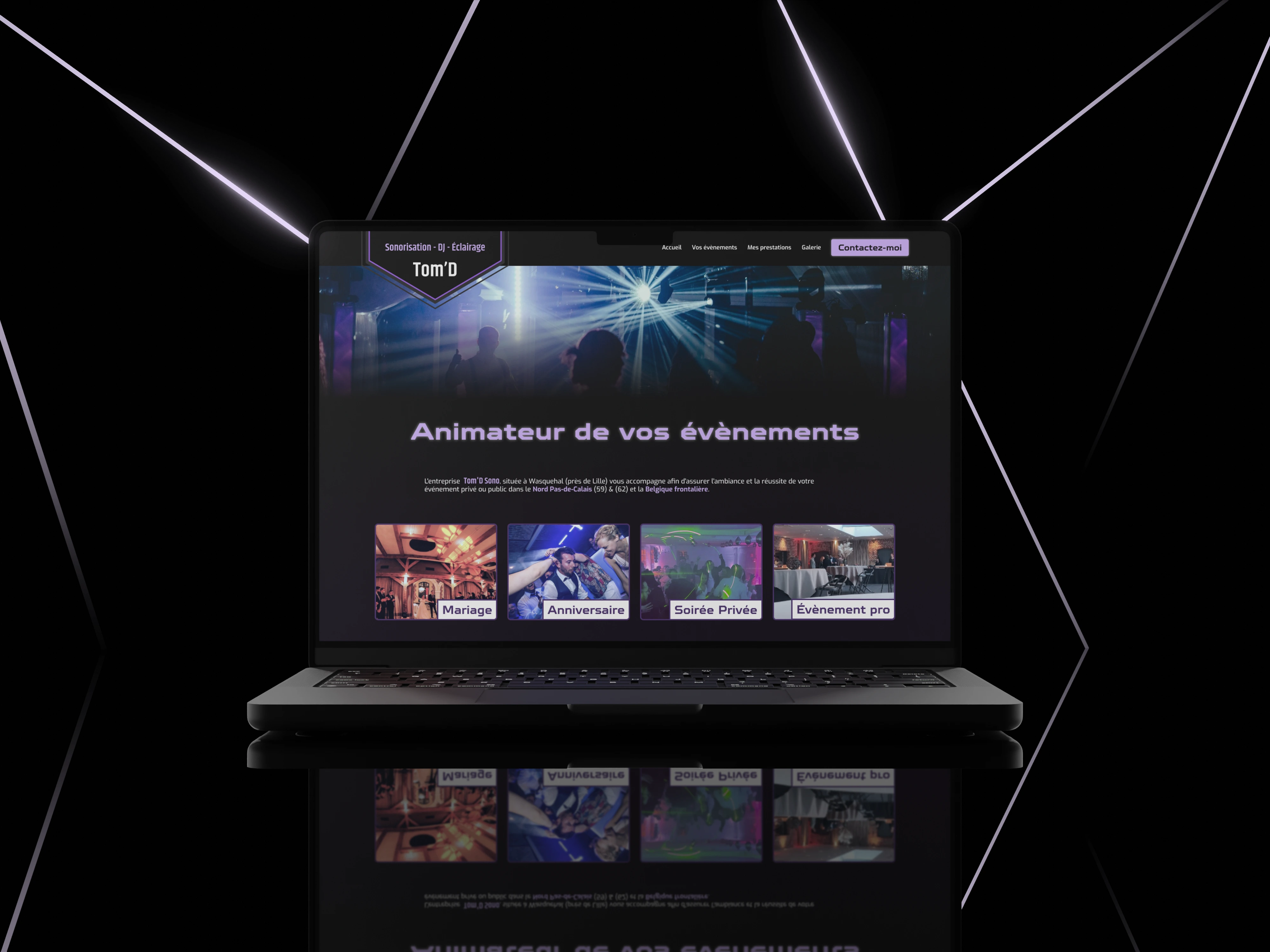 Mockup de la refonte du site de Tom'D Sono